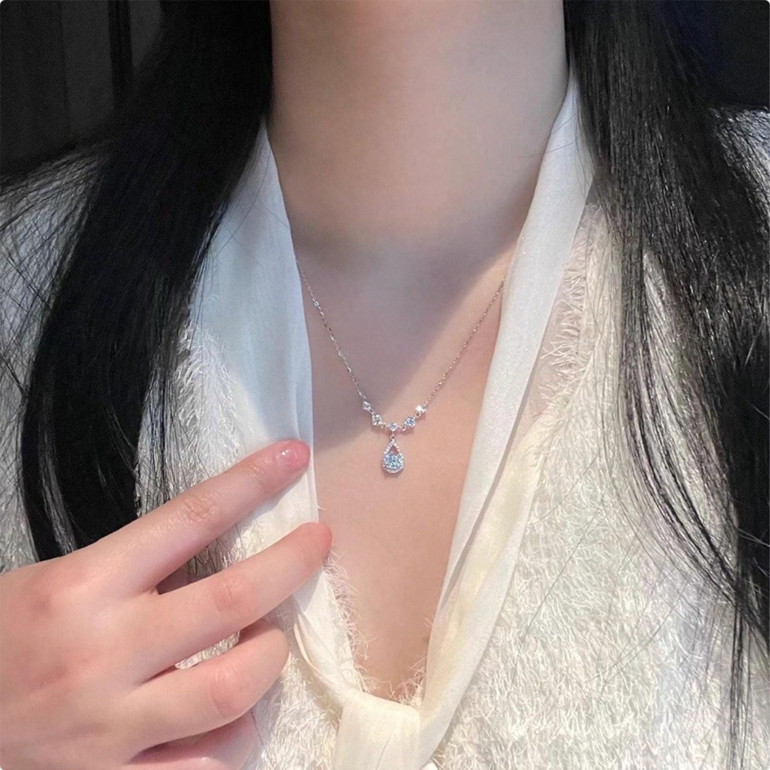 Crystal Teardrop Pendant Necklace