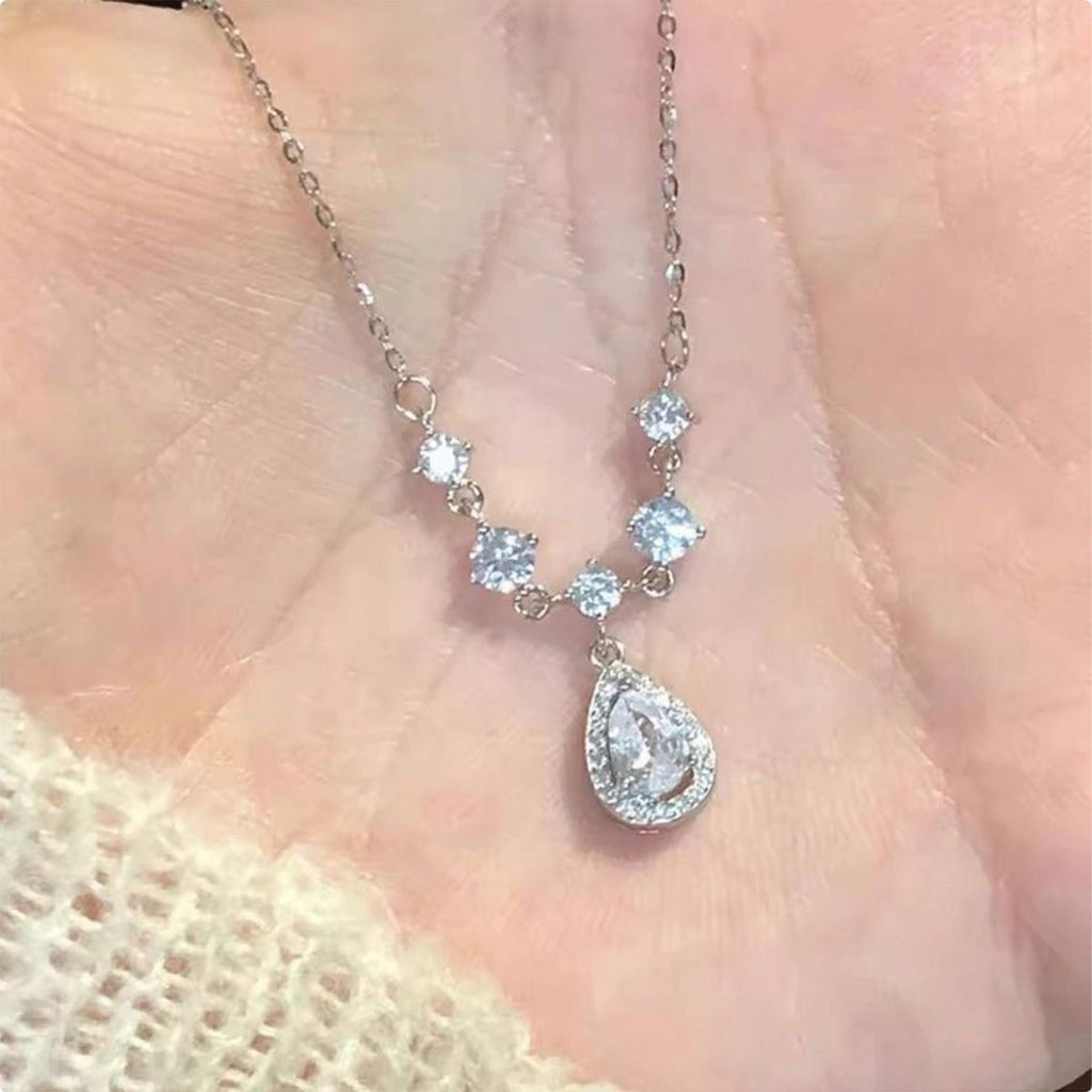 Crystal Teardrop Pendant Necklace